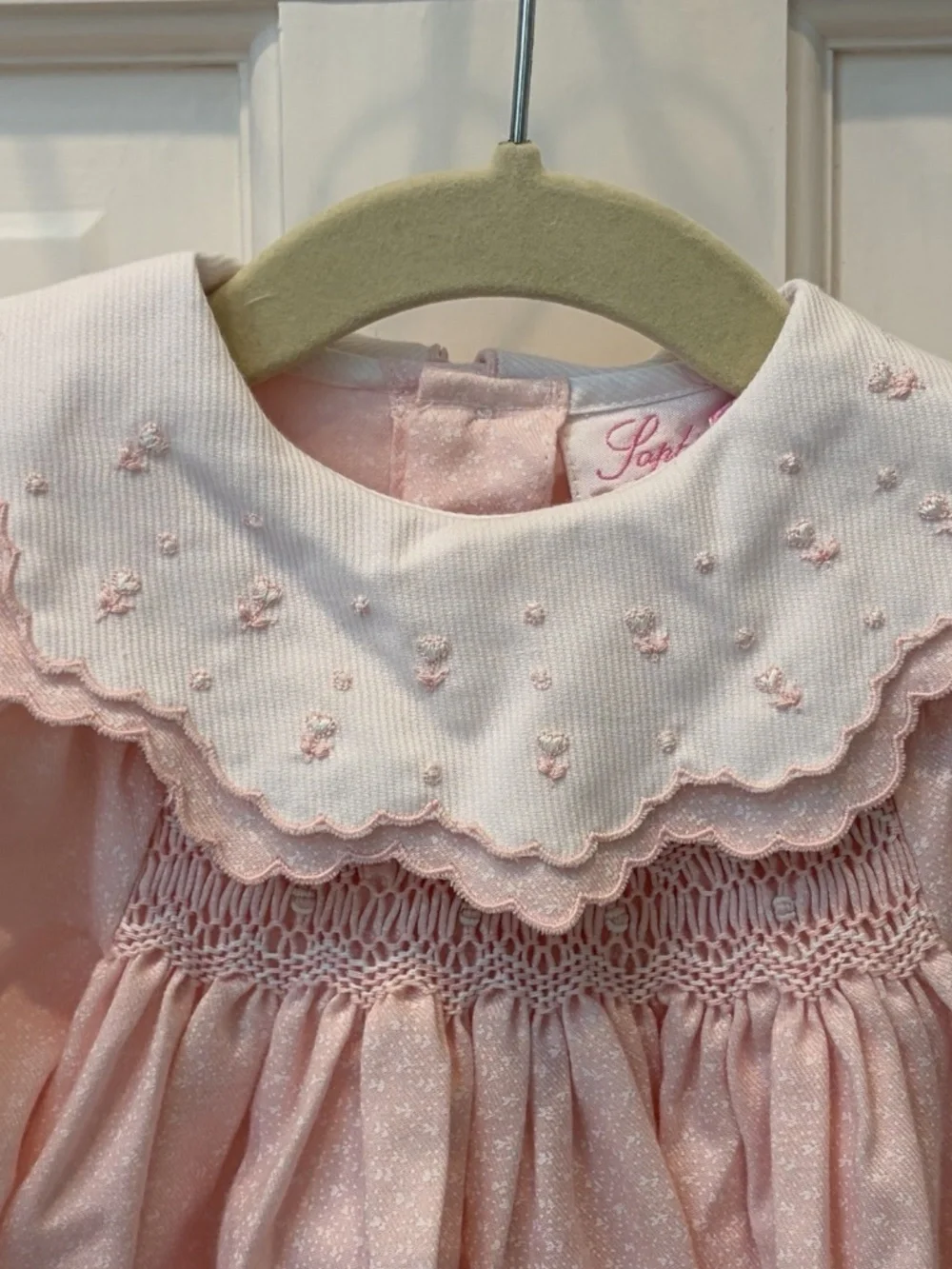 Sophie Dess Collections Paris Girls 12M Pink Smocked Peter Pan Collar Dress